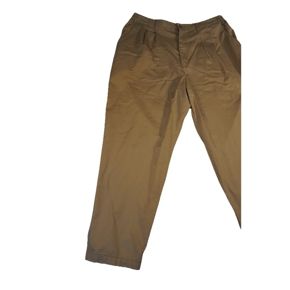 Lee Men's Khaki Pleated Chino Pants Size 42 X 28 Beige Classic Fit Casual